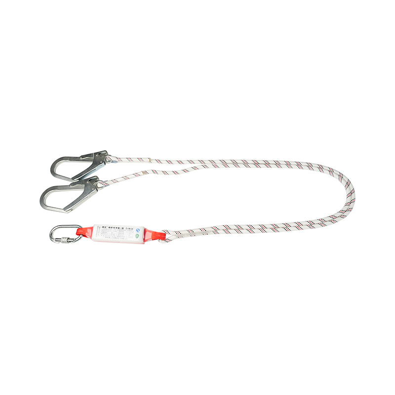 KA-L04 Shock Absorber Twin Rope Lanyard na May 2 Scaffold Hooks At 1 Carabiner , Proteksyon sa Pagkahulog