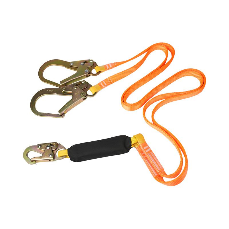 L19 Fall arrest twin safety lanyard na may makapal na webbing at ANSI hook